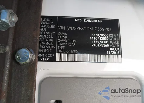 2017 Mercedes-Benz Sprinter 2500 High Roof V6 from USA, damaged, VIN WD3PE8CD6HP558705